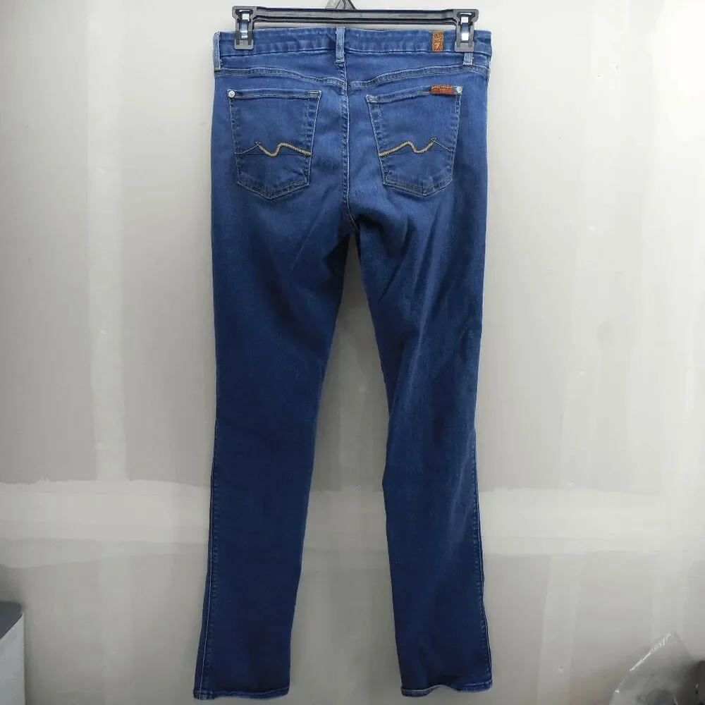 7 For All Mankind Kimmie Straight Leg Jeans Women's Size 32 Dark Wash Denim - Picture 3 of 10